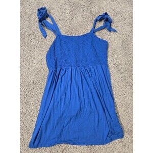 Isabel Maternity Tank top Tie strap Babydoll Tank Blue Size Large